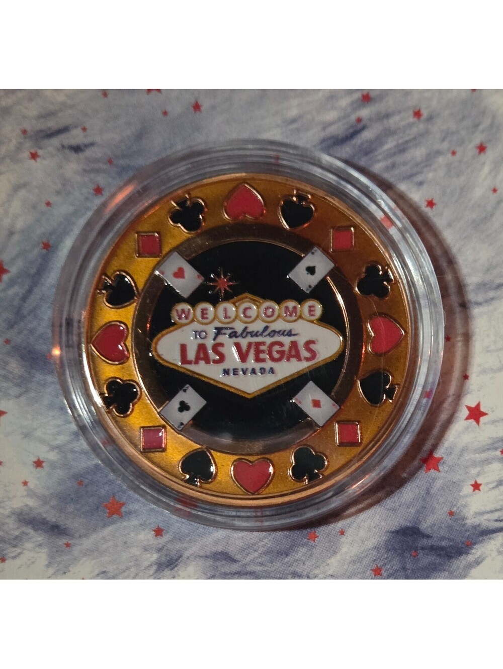 WELCOME TO FABULOUS LAS VEGAS 1oz 999 Fine Copper Colorized Round NEW in Capsule
